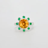 Citrine & Emeralds Flor Ring