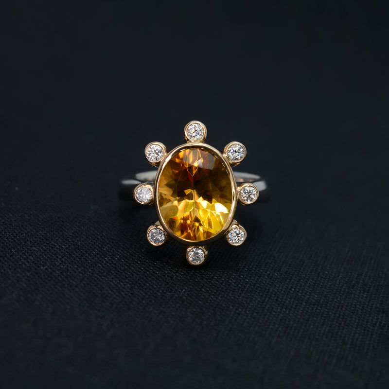 Citrine & Diamonds Flor Ring